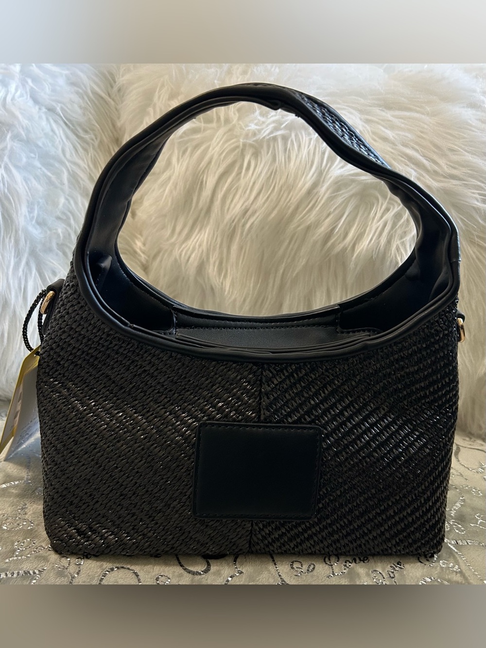 NWT Classic Fashion Collection Mini Black 'The Sack' Woven Shoulder Bag & Wallet - Picture 3 of 7